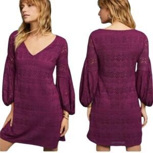 Anthropologie Maeve small Leila eyelet coquette mini dress puff sleeve new